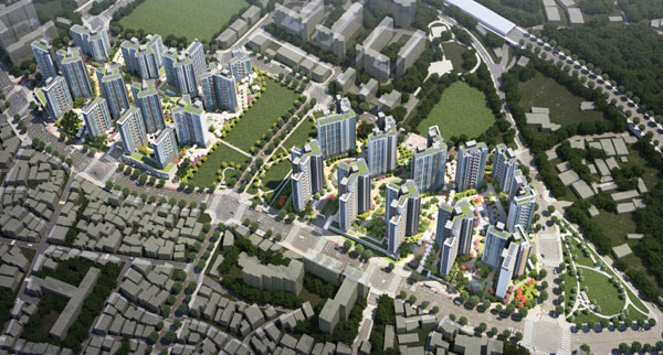 지상 25층 25개 동 규모로 공동주택 2364세대가 들어서는 마천3 재정비촉진구역 주택정비형 재개발사업의 건축 심의가 서울시를 통과했다. 사진은 마천3구역 조감도.